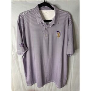 Vansport LSU Tigers Golf Polo Shirt Purple White Stripe Embroidered Tiger LG